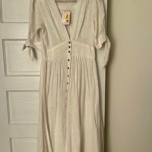 Free People NWT linen white midi dress